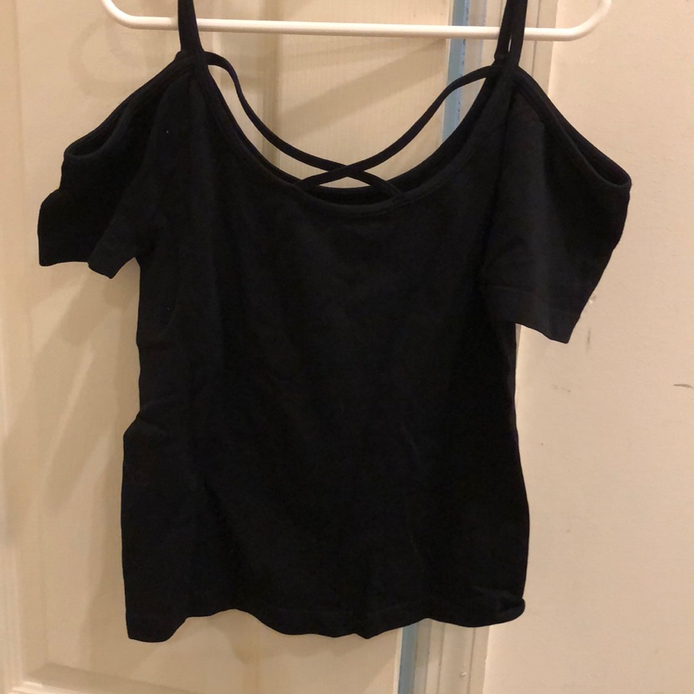 Suzette black short sleeve top. Size O/S